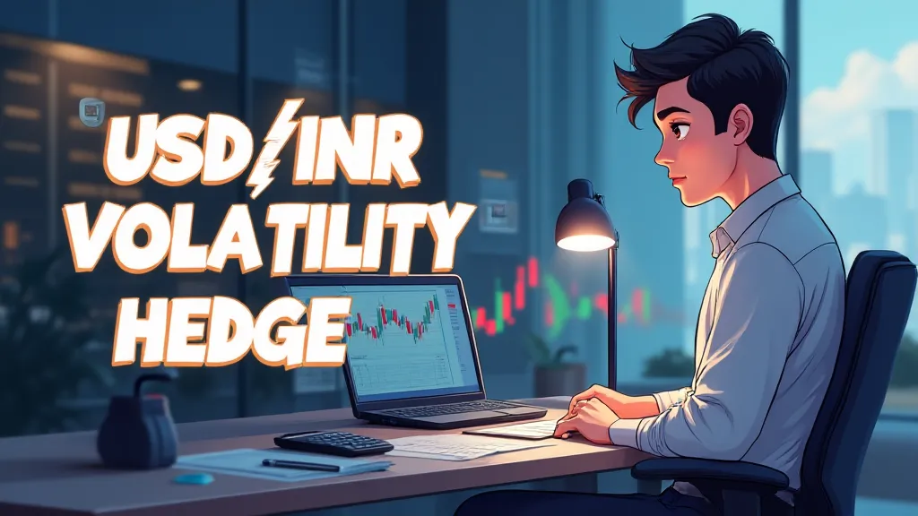 Illustration of USD/INR volatility hedge showing currency charts and protective shield