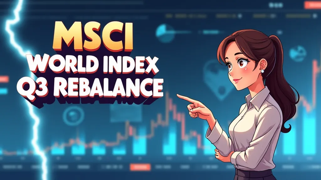 Illustration of MSCI World Index Q3 Rebalance showing global markets and rising energy/pharma sectors