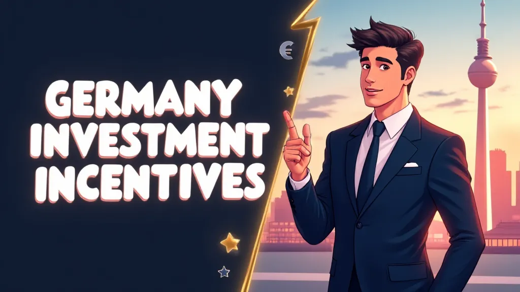 Illustration showing modern German factory with euro symbols and green energy icons representing 2025 investment incentives