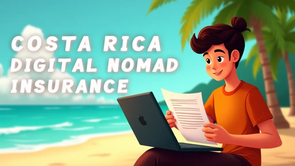 Illustration of Costa Rica Digital Nomad Visa documents with insurance policy highlighted