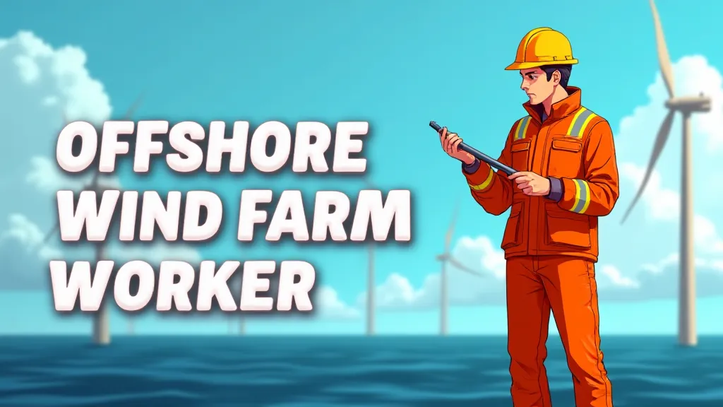 Illustration of Offshore Windfarm Worker Insurance showing technicians working on turbine with safety gear and insurance documents